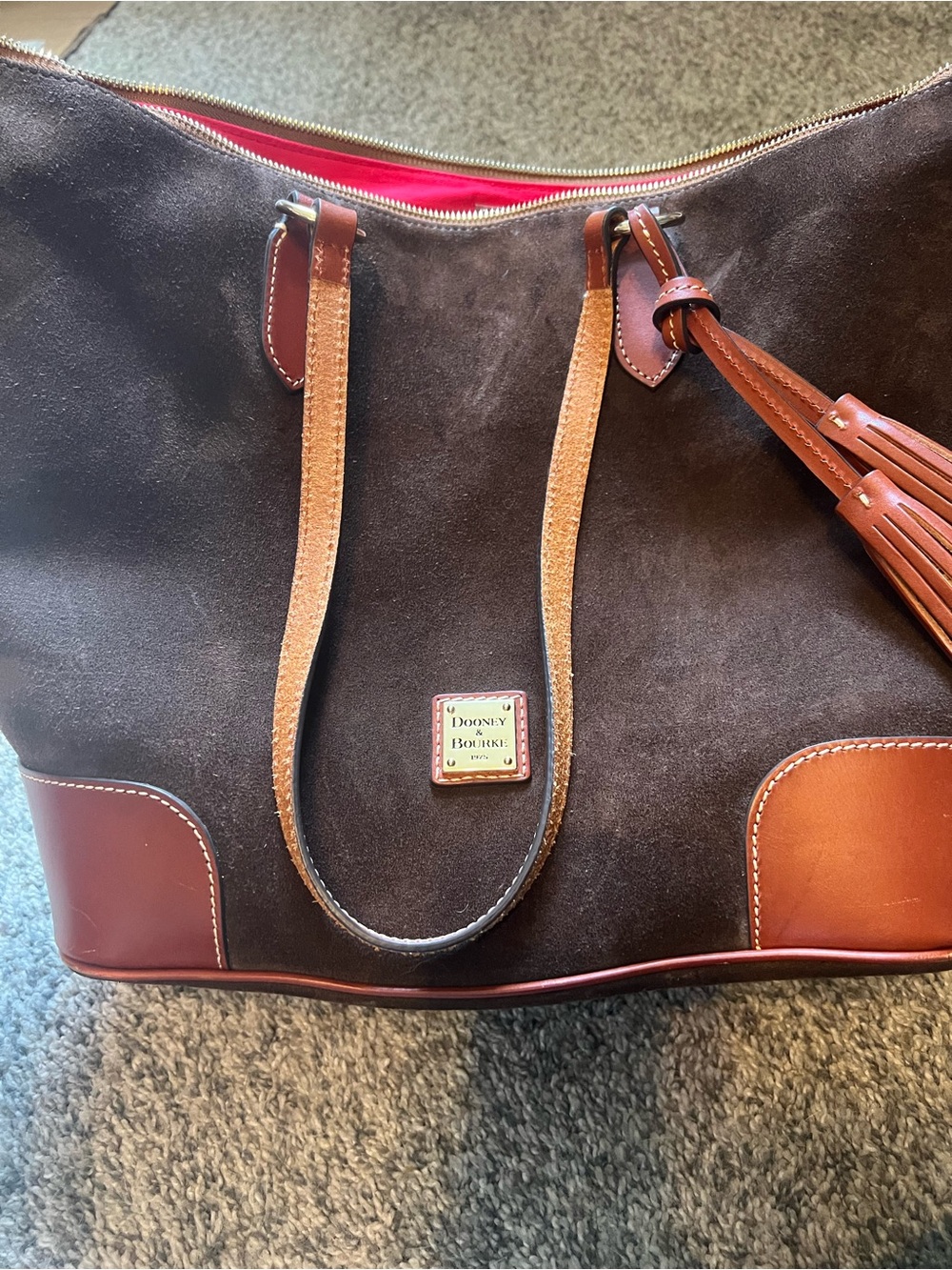 Dooney & Bourke Chocolate Brown Suede Leather Tote - Picture 12 of 13